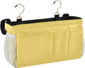 Lemon Yellow Bedside Caddy Storage Bag Bedside Organizer for Dorm Room Top Bunk Bed Hanging Bag Bedside Shelf 6 Pockets with Hooks for Glasses Book Tablet Holder
