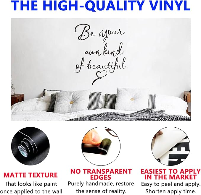 Inspirational Quotes Bathroom Wall Decals : Women Beautiful Home Positive Vinyl Art Wall Stickers - Living Room Bedroom Kitchen Family Wall Decor - Be Your Own Kind of Beatiful 20" X 24"