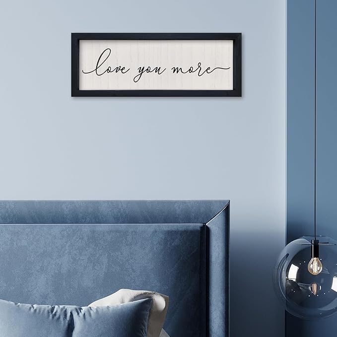SRSZHIYUE I Love You More Sign16 X6 Vintage Love Quotes Theme Couples Wall Decor Framed Wood Above Over Bed for Master Bedroom Minimalist Wedding Gift Wall Art Hanging (Black)