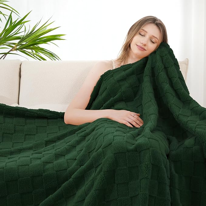 Zyrah Super Soft Throws for Couch Fleece Throw Blanket Lightweight Decorative Fuzzy Cozy Blankets for Sofa Chair Bed (B-Dark Green, Throw(50"x60"))