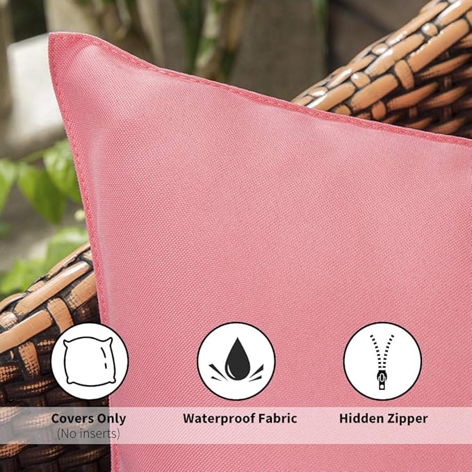 MIULEE Pack of 2 Decorative Outdoor Waterproof Pillow Covers Rectangular Garden Cushion Sham Throw Pillowcase Summer Shell for Spring Valentine's Day Patio Tent Couch 12x20 Inch Pink