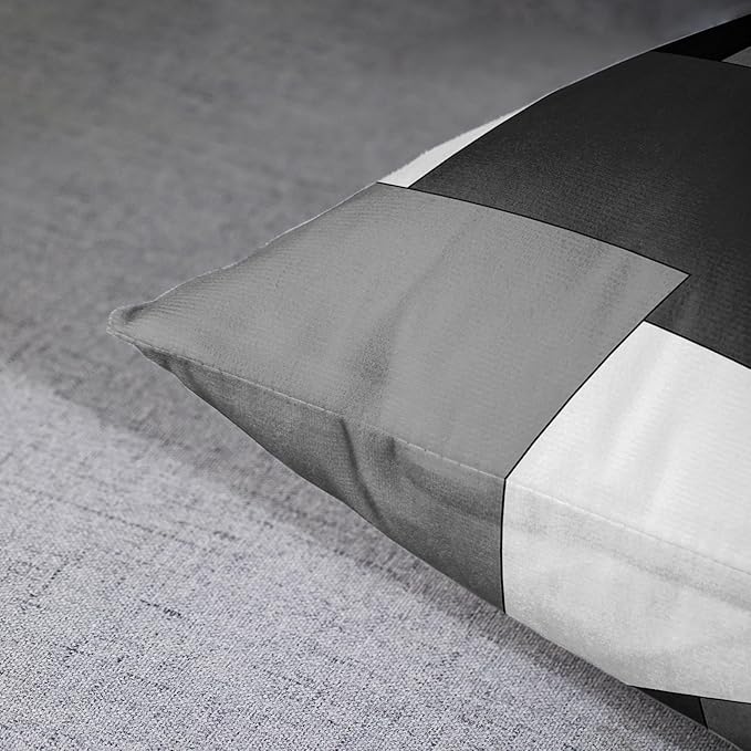 Emvency Set of 2 Grey Geometric Throw Pillow Cover Black Gray White Painting Abstract Checkered Design Decorative Pillow Case Modern Home Decor Standard Square 20x20 Inch Cushion Pillowcase