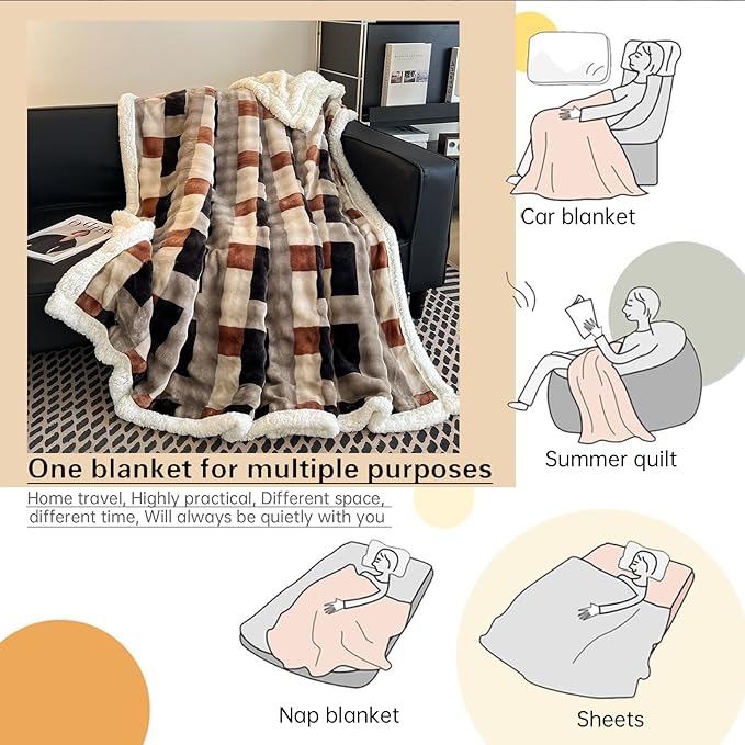Twin Size Fleece Blanket for Bed - Soft Cozy Fuzzy Blankets, Reversible Plush & Warm Blanket for Couch, Bed, Sofa -Gift for Women, Mom, Girl - Winter Fluffy Home Decor 45"x60"