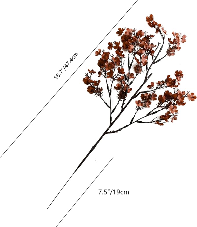 Mandy's Brown Artificial Baby’s Breath Flowers 6 Bundles Silk Gypsophila, 18.5 Inch European Style Modern Home Decor Centerpiece, Neutral Wedding Flower Arrangements