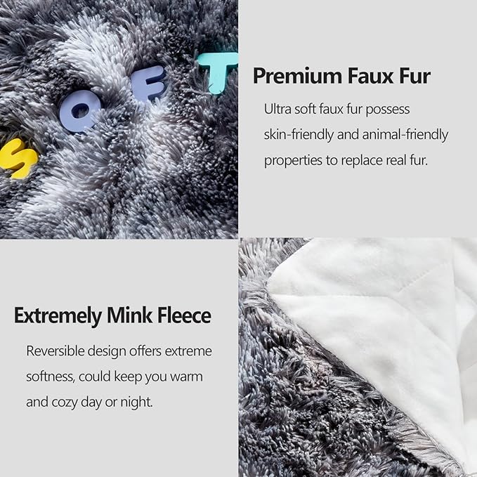 GONAAP Fuzzy Faux Fur Throw Blanket Queen Size Tie-dye Marble Black Super Soft Cozy Plush Fuzzy Shaggy Blanket for Couch Sofa Bed (Tie-dye Marble Black, Queen(90"x90"))