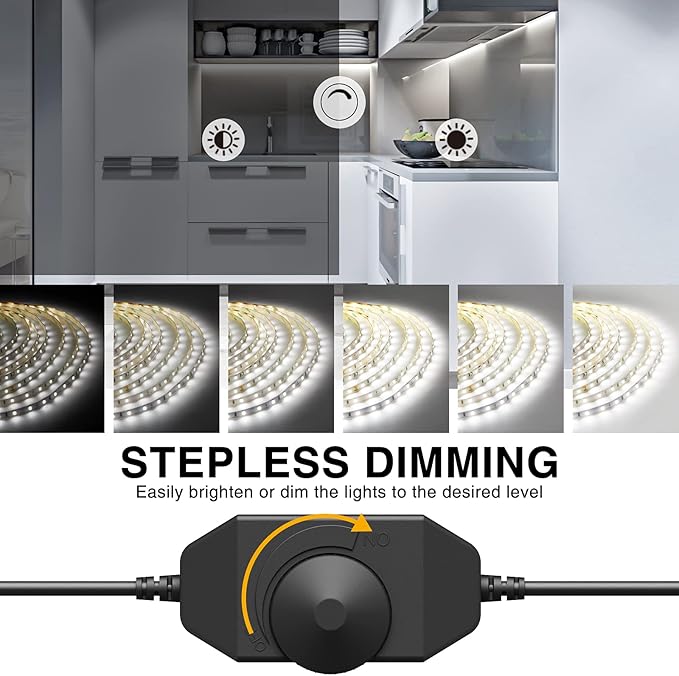 Onforu White LED Strip Lights, 32.8FT 6000K Super Bright Dimmable Tape Light Kit, 600 LEDs Daylight Easter Rope Light, 12V Flexible Strip Lighting for Mirror, Under Cabinet, Home, Bedroom (Pack of 2)