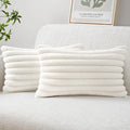 MIULEE Faux Fur Lumbar Decorative Throw Pillow Covers 12x20 Inch Set of 2, Modern Spring Home Decor Soft Plush Couch Pillows Cozy Fluffy Cushion Covers for Sofa Bed White