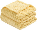 Vessia Flannel Fleece King Size Bed Blanket(108x90 inch), 3D Jacquard Light Yellow Fuzzy and Warm Blanket for Adults, 300GSM Super Soft Touch Cozy Lightweight Bed Decor for All-Season