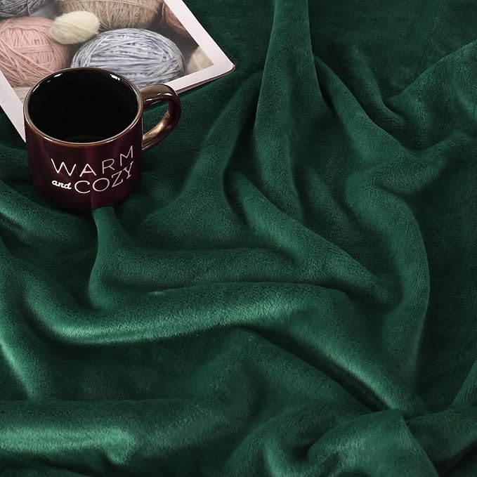 TASTHROW DarkGreen Throw Blanket 60x80 Inches, Soft Plush Cozy Fleece Flannel Throw Blanket, Lightweight Warm Throws for Bed, Couch, Bedroom and Living Room, All Seasons