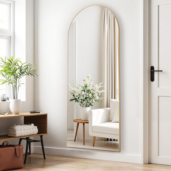 Mirror Full Length, Upgraded Body Wall Mirrors with Shatter-Proof Glass, Floor Standing, Hanging or Leaning, Tall Mirror with Stand Aluminum Alloy Frame for Bedroom Cloakroom