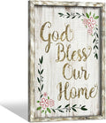 Inspirational Home Wall Art Decor: Christian Signs Wooden Framed Print Decoration Farmhouse God Bless Sayings Picture Religious Quotes Artwork for Bedroom Living Room Dining Room