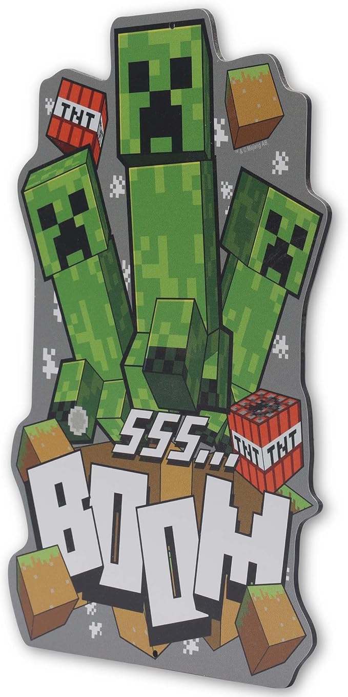 Open Road Brands Minecraft Boom Creepers Metal Sign - Fun Minecraft Wall Art for Game Room, Man Cave or Bedroom