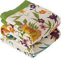 Soft Rustic Boho Quilt Fall Blanket, Farmhouse Decor, Floral Printed 100% Cotton Throw Blanket, Bohemian Style King Size Bed Blankets for All Seasons, Golden Phoenix,90"x98"