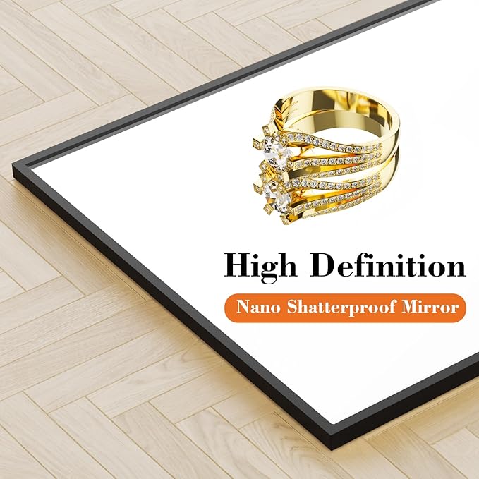 DUMOS Full Length Mirror 19"x 58.5" for Bedroom, Full Body Mirror with Stand, Hanging or Leaning for Wall, Aluminum Alloy Thin Frame Floor Standing for Living Room, Long, Black