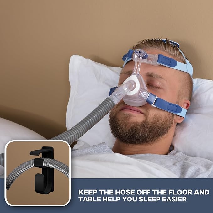 CPAP Hose Holder Hanger cpap Mask Hook & Tubing Holder for Bed with Anti-Skid Function Avoids Hose Tangle and 4 Removable Refill Strips（Damage-Free Hanging） cpap Machine Supplies