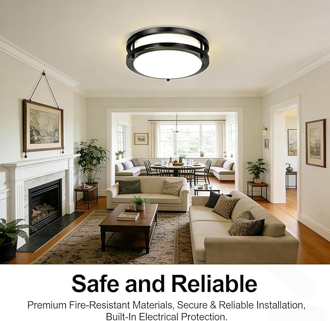Drosbey 32W Dimmable LED Ceiling Light Fixture, Flush Mount Ceiling Lights for Kitchen, Bathroom, Bedroom, Hallway, 2700K/3000K/3500K/4000K/5000K Adjustable, 400W Equivalent, UL Listed