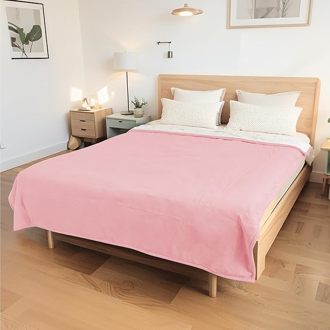 Electric Heated Blanket Queen Size 84"x90" - Coral Fleece & Sherpa Fabric Dual-Sided, 4 Heat Settings & 10 Hours Auto Off, Soft Warming Throw for Home, Office, or Bed, Machine Washable, Light Pink