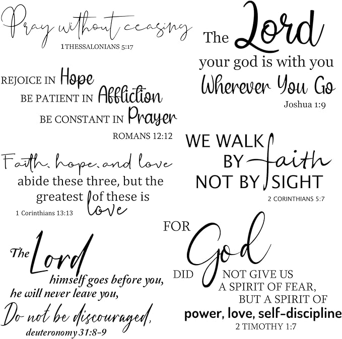 BBTO Bible Verse Wall Stickers Inspirational Quote Wall Decals Religious Motivational Scripture Sticker Peel and Stick for Bedroom Living Room Office Bathroom(We Walk by Faith, Not by Sight)