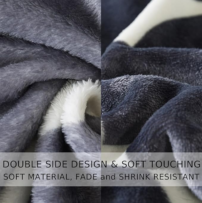 Gray Pattern Throw Blanket, 50x60 Inches Travel Size Microfiber Soft Cozy Fluffy Warm Hand Made Throw Blankets for Couch, Sofa, Chair, Bed, Camping, Picnic,Grey and White