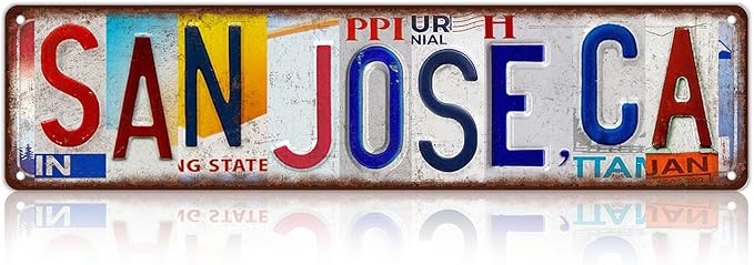 Vintage City Street Sign San Jose,CA Wall Decor Metal Tin Signs for Bar Home Bedroom Garage