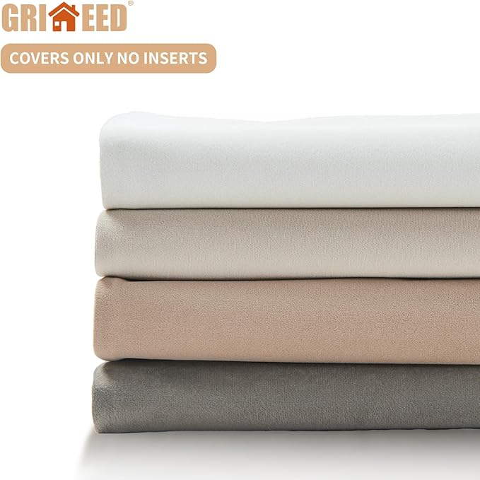 Throw Pillow Covers Set of 4 20x20 Inch Pillow Covers, Soft Velvet Neutral Beige Khaki Grey Pillowcases for Couch Sofa Bed Living Room, Home Boho Decor, Farmhouse Cushion Covers