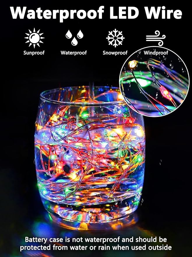 4 Pack Fairy Lights Battery Operated with Remote Control Timer, 26 FT 80 LED String Lights Outdoor Indoor, 8 Mode Twinkle Lights for Christmas Party Wedding Birthday Bedroom Decorations (Multicolor)