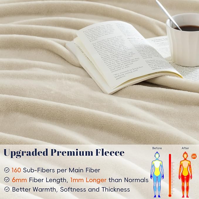 PHF Ultra Soft Fleece Blanket Twin Size, No Shed No Pilling Luxury Plush Cozy 300GSM Lightweight Blanket for Bed, Couch, Chair, Sofa, Perfect Decorations Gifts, 66" x 90", Oak