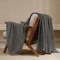 PHF 100% Cotton Waffle Weave Throw Blanket, Soft Lightweight Breathable Cozy Throws for Couch Bed Sofa, Luxury Aesthetic Blanket Gift for Home Decor & Office, 50"x60", Charcoal Grey