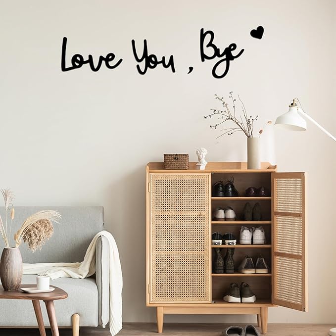 Love You Bye Wood Sign Home Decor Boho Decor Wall Decor Express Love and Warm for Your Family Lovers Wall Art Gift Hallway Entryway Door Valentine Decorations for Home (L)