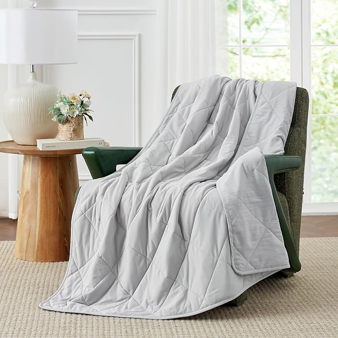 Cozy Bliss Cooling Blanket for Hot Sleepers Twin Size, Q-Max 0.45 Cooling Comfort Throw, Cold Blankets for Night Sweats Sleeping, Ultra-Cool Lightweight Breathable Summer Blanket for Bed, Grey