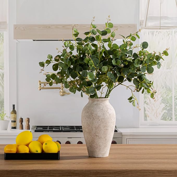 Vanselia Ceramic Flower Vase Home Decor - Large Tall Farmhouse Table Vases Rustic Vintage Living Room Kitchen Bedroom Decorations for House Book Shelf Office Coffee Desk Dining Fireplace (11" Retro)