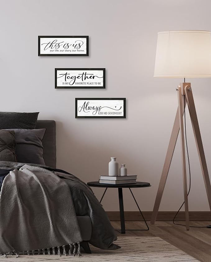 YPY Together Is My Favorite Place To Be - Rustic Wall Art Sign: Modern Abstract Letter Print, 6" x 14.5", Framed, Wall Mount, Living Room, Bedroom Decor