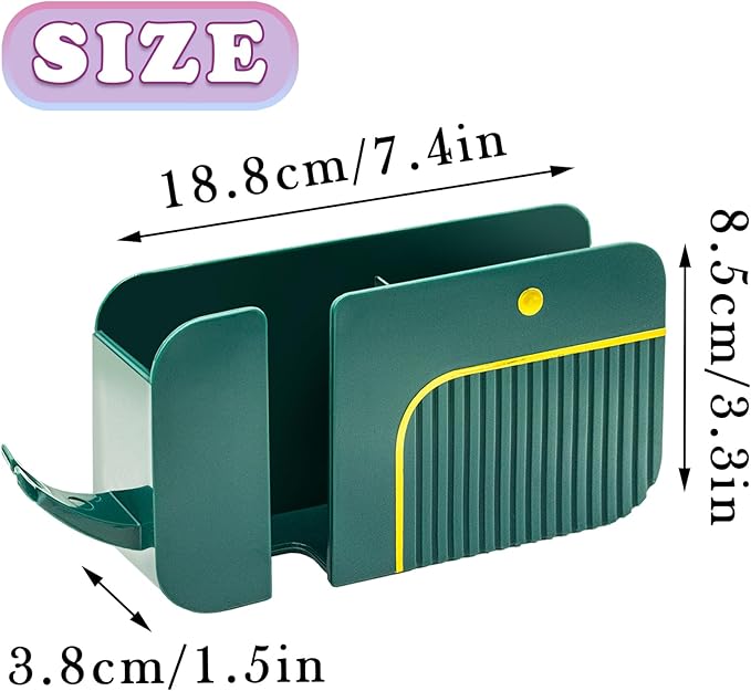 Wall Mount Phone Holder Adhesive Remote Control Holder Wall-Mounted Phone Charging Holder Remote Holder Bedside Multipurpose Storage Box for Charging Cable Earphone Glasses (Whale)