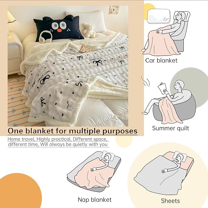 Reversible Soft Fleece Throw Blanket Twin 45"x60" - Warm Blanket for Couch & Bed - Machine Washable Winter Gift for Women Girls