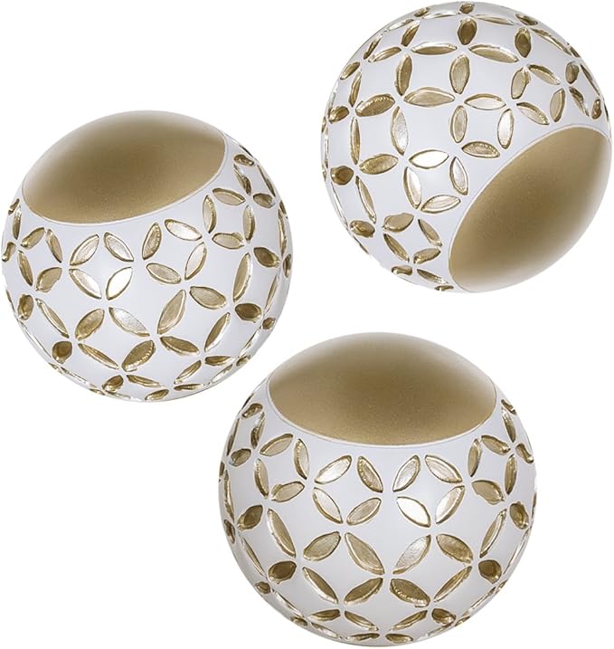 Creative Scents Schonwerk Diamond Lattice Decorative Centerpiece Bowl with 6 Matching Orbs- Coffee Table Decor with Balls for Living Room Dining Room Table - Decorations for Home Decor - Mantle House
