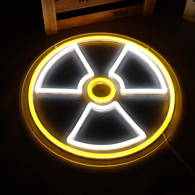Nuclear Radiation Marker Neon Sign for Wall Decor,Led Nuclear Radiation Neon Lights for Bedroom Gaming Room, Dimmable Game Neon Signs Suitable for Christmas Birthday Party Gift12.2*12.2 Inch