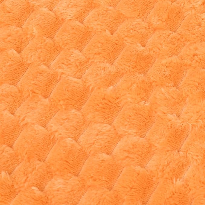 Vessia Flannel Fleece Throw Blanket, 3D Jacquard Light Orange Fuzzy and Warm Blanket for Couch,Sofa,Bed,Chair, 300GSM Soft Touch Cozy Throw for All-Season Home Decor(50x40inch)