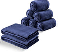 MOONLIGHT20015 Fleece Blanket Queen Size 8 Pack - Super Soft Fuzzy Navy Throw Blanket for Couch and Sofa, Lightweight Luxury 400 GSM Microfiber Fluffy Bed Blankets and Throws, 90 x 90 Inches (Queen)