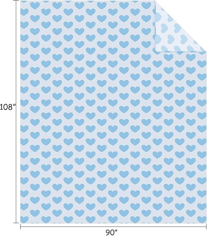 FY FIBER HOUSE Heart Flannel King Blanket Soft Cozy Blankets for Lover Gifts All Season Use, 90x108 Inches, Blue