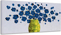 SYGALLERIER Blue Flower Canvas Wall Art in Vase with 3D Hand Painted Textured Modern Aesthetic Botanical Pictures Contemporary Oil Paintings for Living Room Bedroom Dinning Decor
