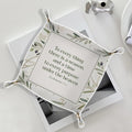 Christian Gifts Leather Jewelry Valet Tray,Religious Bible Verse Botanical PU Leather Catchall Beside Caddy Nightstand Organizer Tray for Jewelry Rings Watches Keys and Accessories,7.8x7.8inch