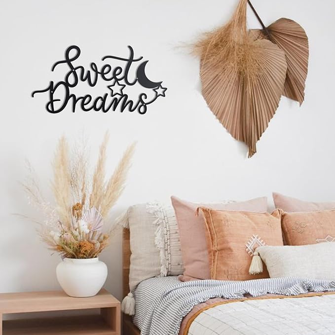 OYEFLY Metal Sweet Dreams Wall Decor,Modern Black Metal Wall Art (style 2)