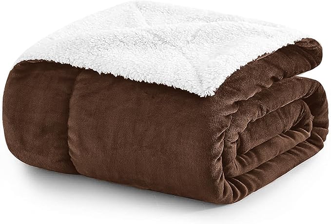 MOONLIGHT20015 Sherpa Throw Blanket - (Coffee, 50X60 Inches) Soft and Warm Blankets for Winter Thick, Fluffy and Plush Blanket for Bed, Sofa, Camping and Travel