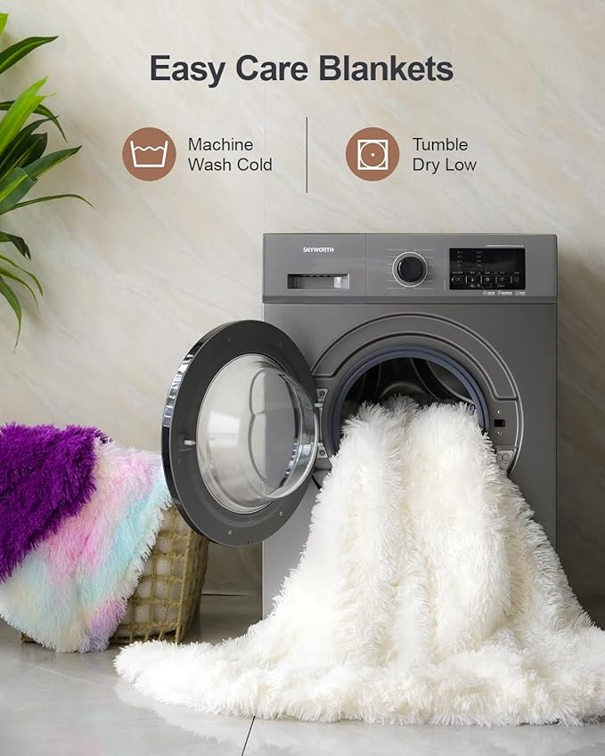 Pawque Faux Fur Sherpa Fleece Blanket Twin Size Rainbow - Fluffy Warm Plush Blankets for Bed, Cozy Thick Lightweight Reversible Decor for Winter Sofa Couch, 60x80 inches