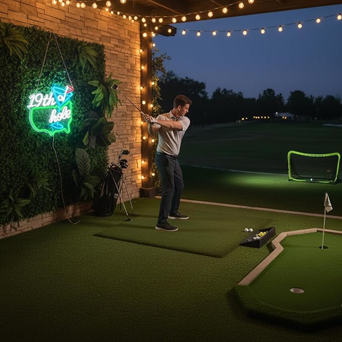 Golf Neon Sign for Wall Decor, Dimmable LED Golf Wall Lamp with 19th Hole Letter Sign, Light Up Sign for Man Cave, Bedroom, Office, Gym, Club, Party, Bar, Park, Birthday Gifts, 15 x 13 in