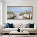 Ocean Wall Art for Living Room - Coastal Canvas Artwork for Walls, Vintage Landscape with Lighthouse, Farmhouse Beach Pictures, Framed Bedroom Wall Decor 24×48IN