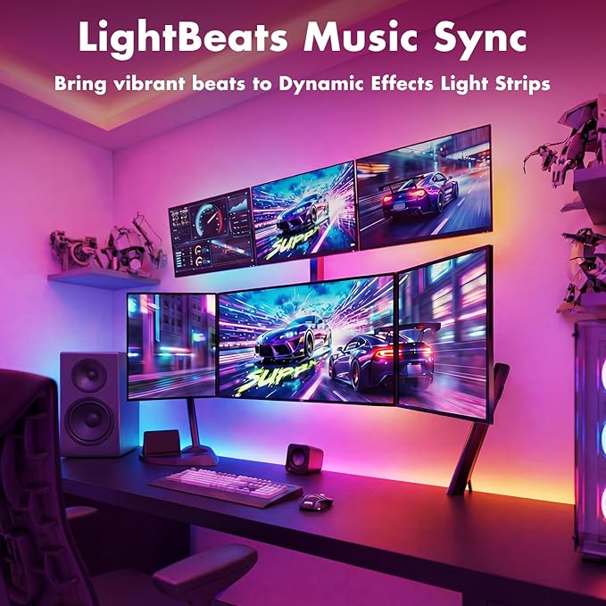 IC Smart RGB LED Strip Lights, 130FT LED Lights for Bedroom, App Control/Remote Control, Music Sync, DIY Design, Rainbow Chasing Effects, Strip Lights for Home, Party Decor