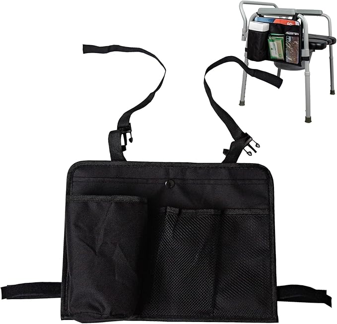 Bedside Commode Chair Hanging Bag Organizer Pouch - Hanging Storage Bag for Toilet Paper, Wipes Tissues,Mobile Phones Fits Mobility Toilet Chairs,Chairs Caddy Portable Toilet Chair Accessories