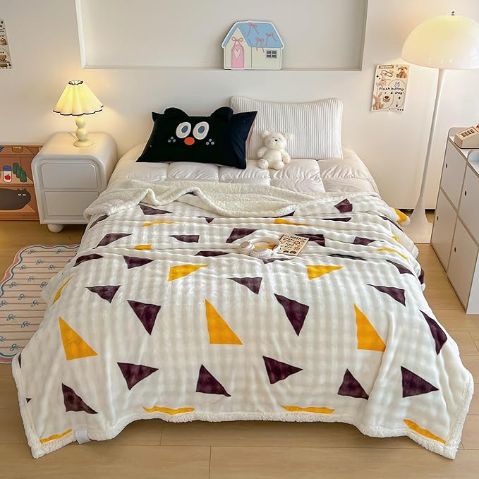 Queen Size Blanket Gift for Women Girl - Soft Plush Thick Warm Fluffy Reversible Flannel Blanket for Sofa Couch Bed for Winter All Seasons 90x90 Inches
