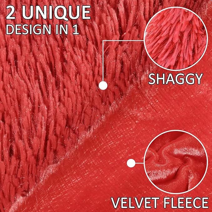 YUSOKI Red Queen Faux Fur Blanket,2 Layers,90"x90" Without Pillows Big Soft Plush Fuzzy Large Warm Fluffy Throw Blanket for Bed